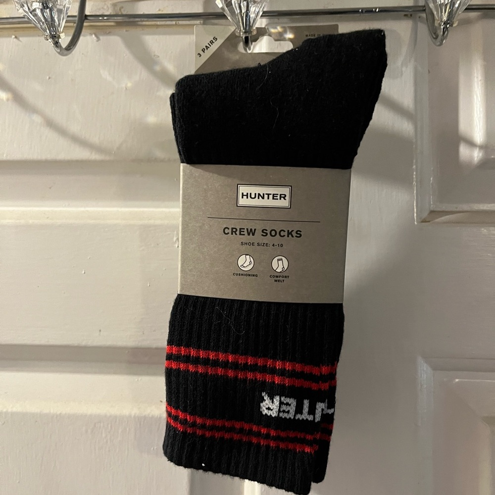 Hunter Black and Red Casual Crew Socks